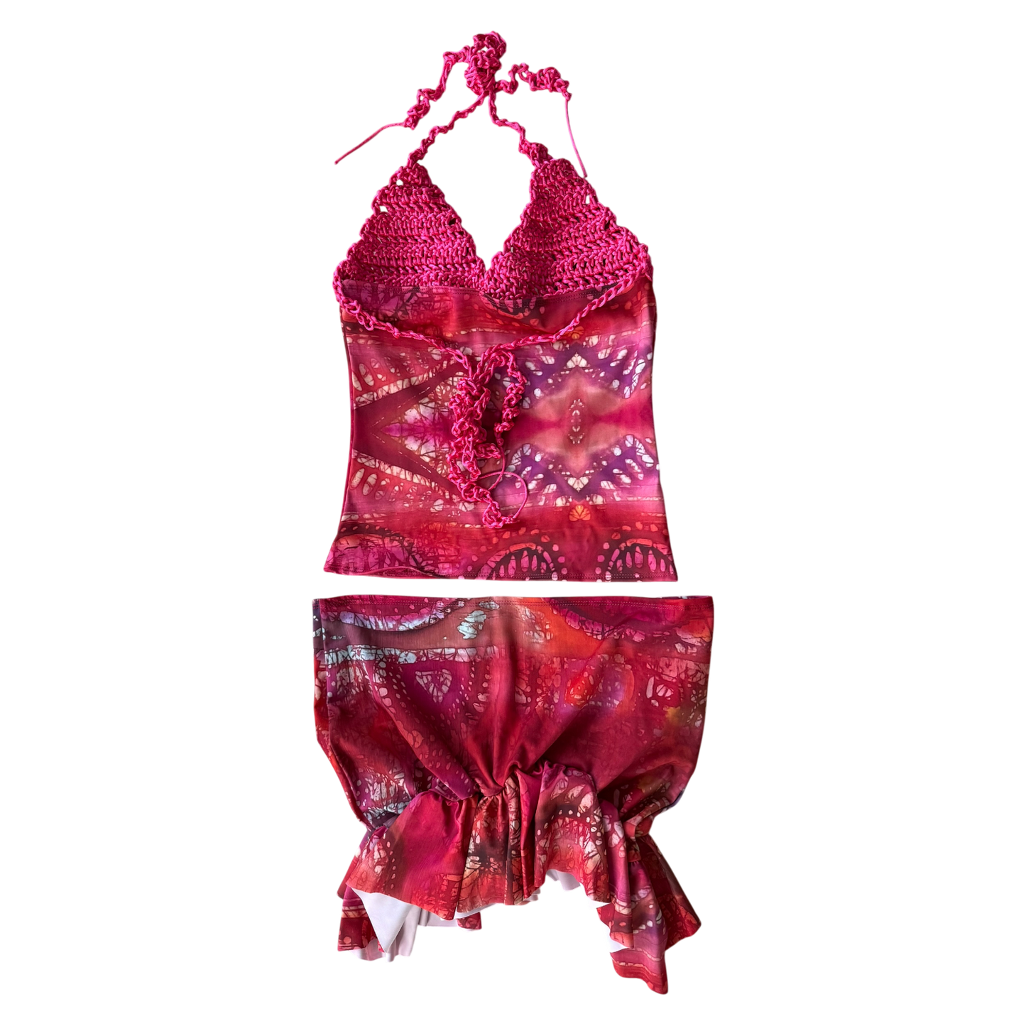 Ella Mia Asymmetric Rara Co-Ord in Pink Celtic Batik Print