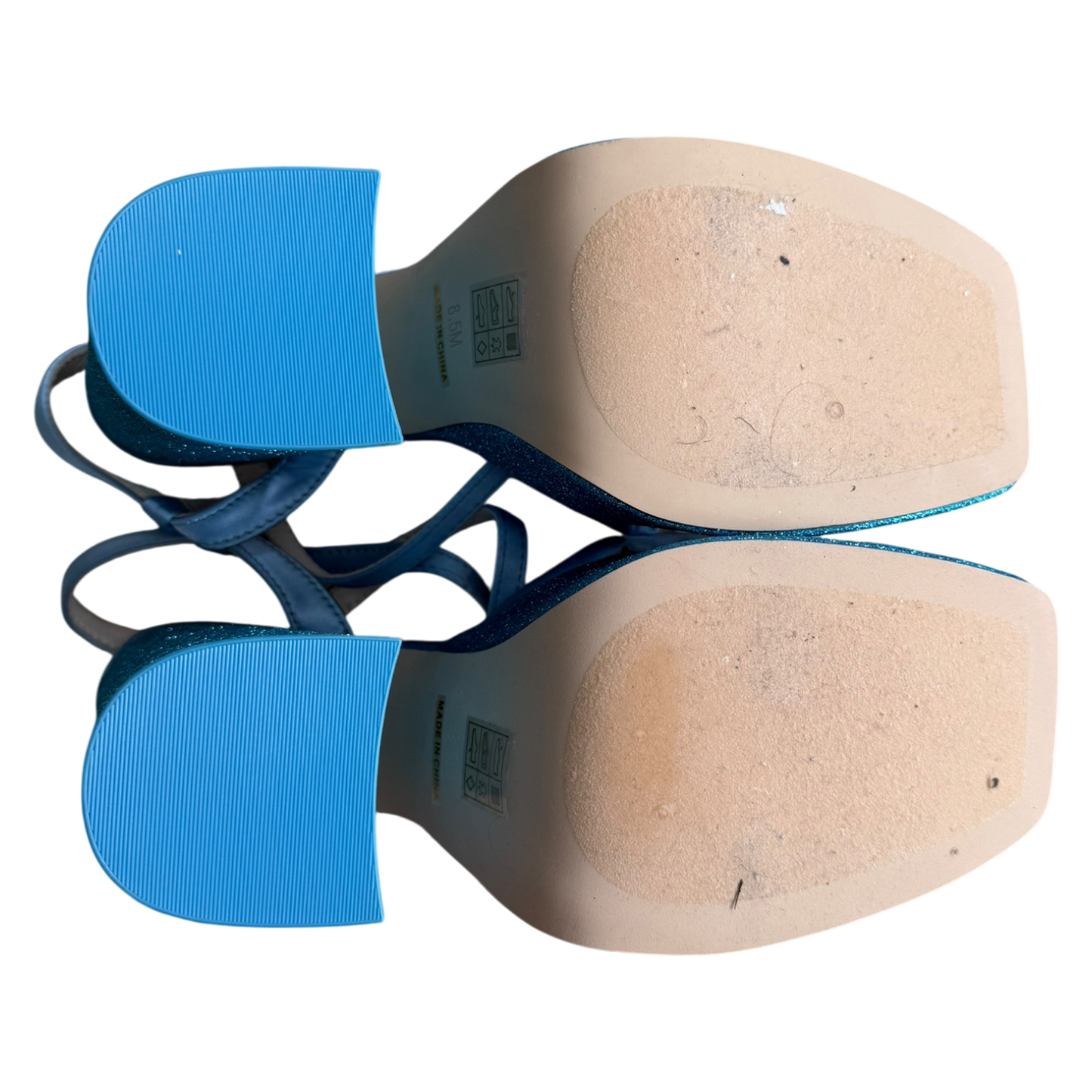 Jeffrey Campbell Seventies Platform Sandal in Blue Satin Combo