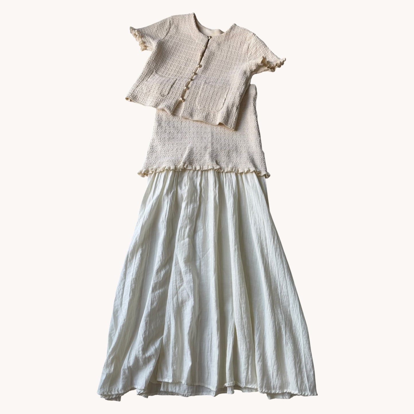 Zara Combined Knit Skirt & Ruffled Cardigan Set