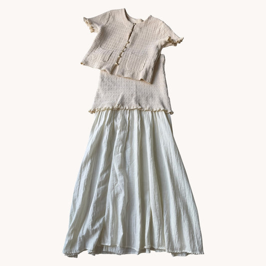 Zara Combined Knit Skirt & Ruffled Cardigan Set