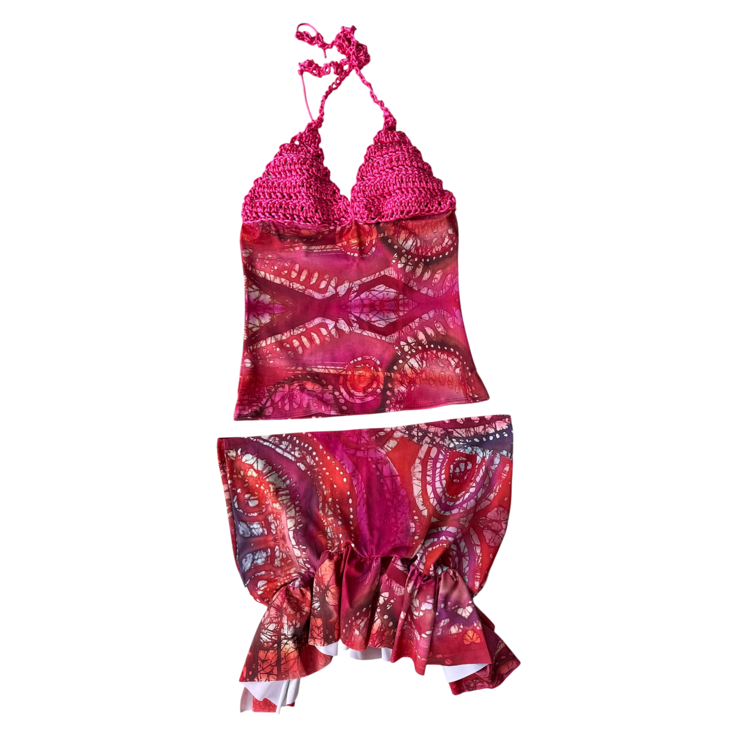 Ella Mia Asymmetric Rara Co-Ord in Pink Celtic Batik Print