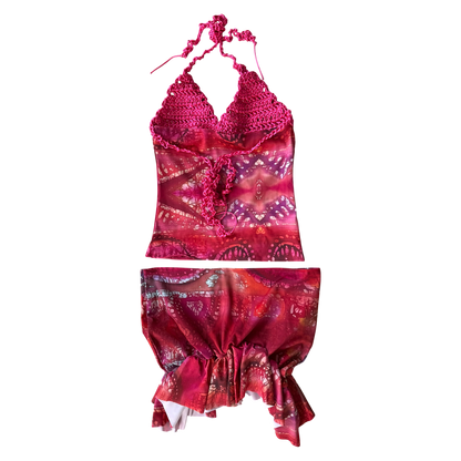 Ella Mia Asymmetric Rara Co-Ord in Pink Celtic Batik Print