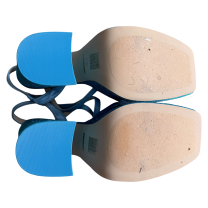 Jeffrey Campbell Seventies Platform Sandal in Blue Satin Combo