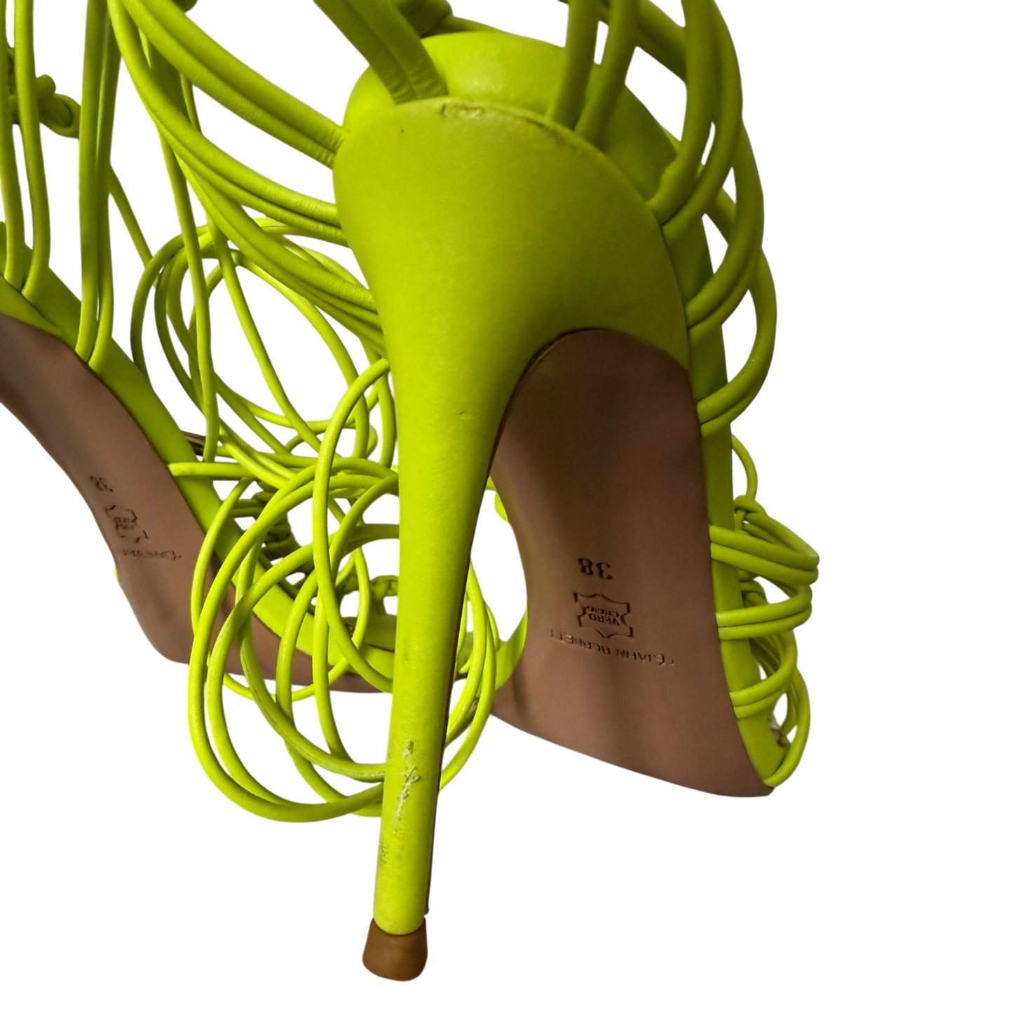 Tejahn Burnett Lime Green Strappy Heel Sandals